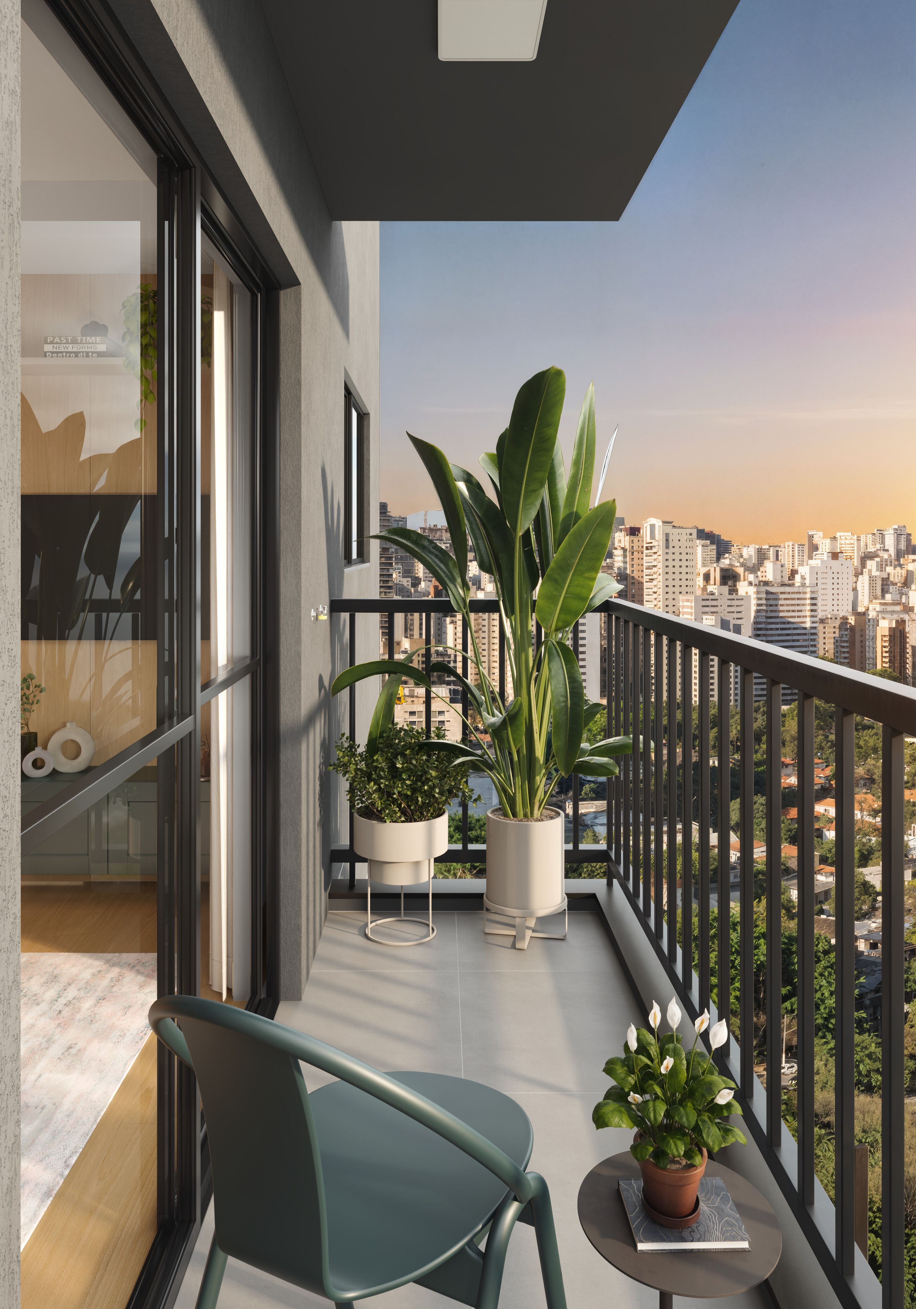 Varanda com vista da cidade