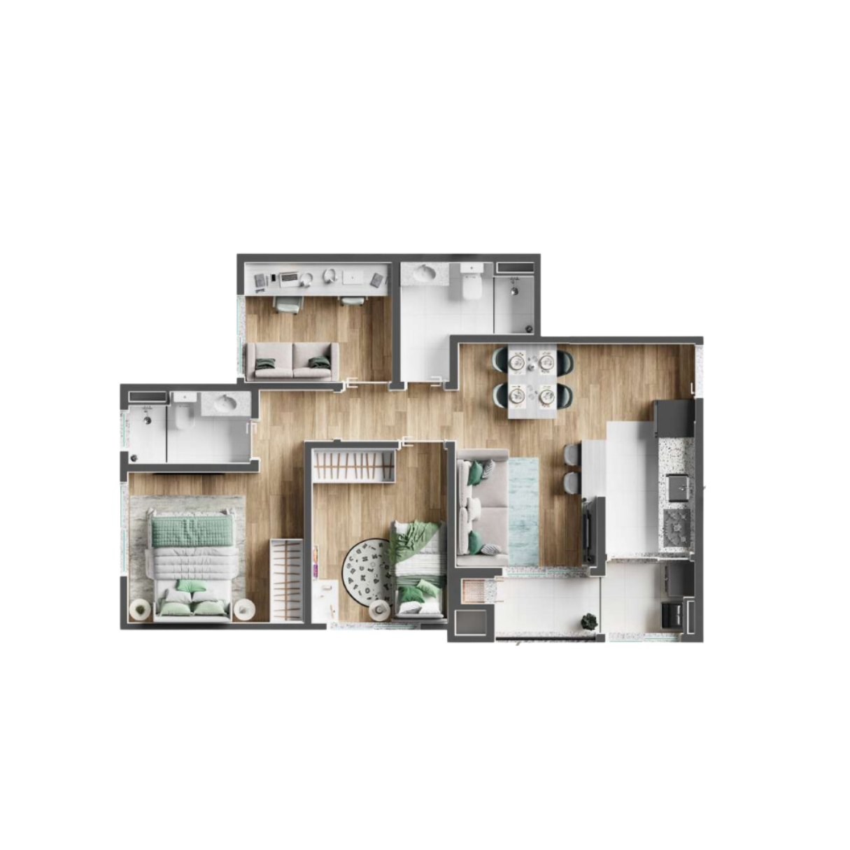 Planta do 3 quartos