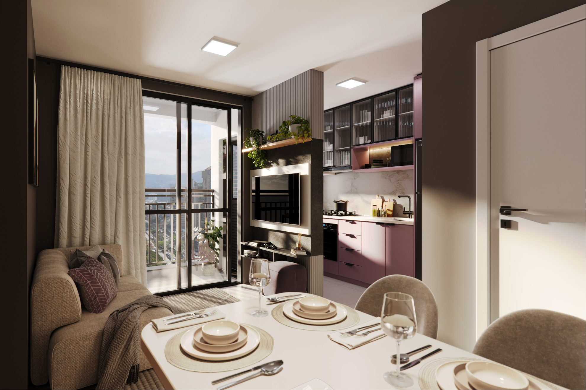 Sala e cozinha do 3 quartos